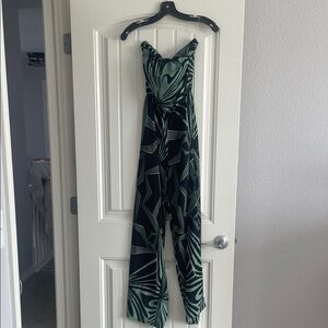 fab'rik Black and Green Patterned Jumpsuit